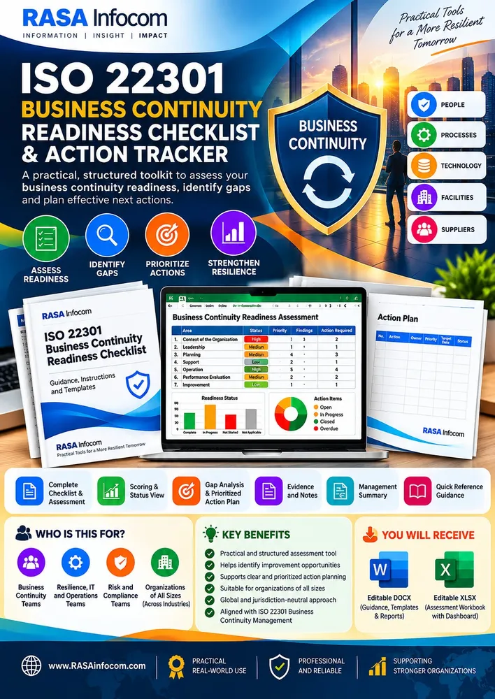 ISO 22301 Business Continuity Readiness Checklist & Action Tracker cover
